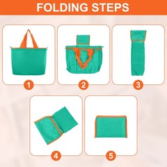 1Pcs 21″ x 16″ Washable Shopping Totes Fit in Pocket (Blue)