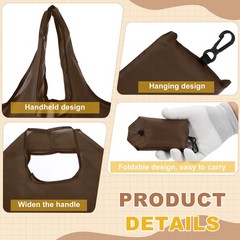 4 Pack Foldable Travel Bag with Handles, Washable Shopping Tote Pouch, Brown