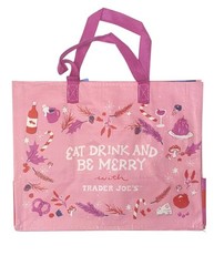 Trader Joe’s Reusable Gift Bags Holiday 2025 Set Of 2 White Pink Lot SOLD OUT!