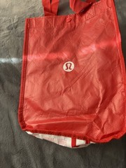 Lululemon Foldable Red White Recycled Modern Reusable Shopping Bag