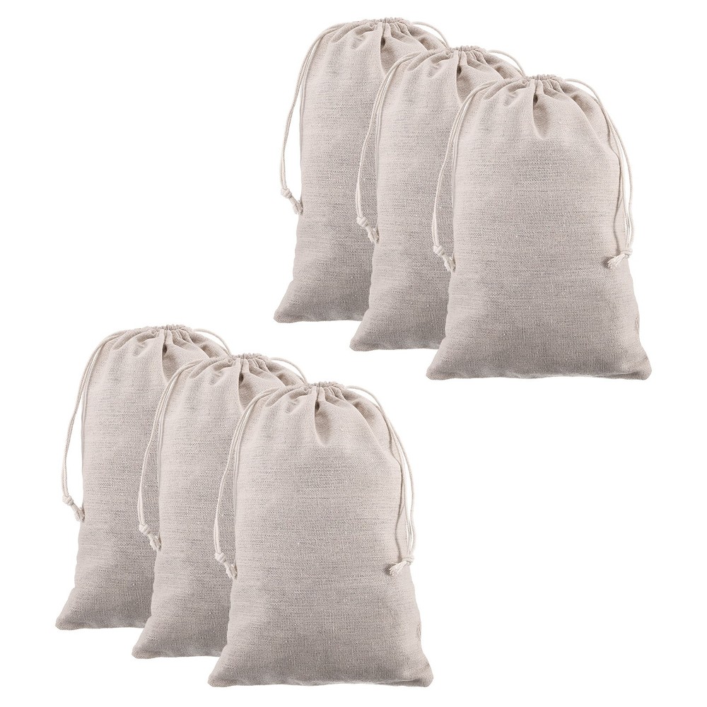 12pcs Cotton Storage Bags 7.9″ x 11.8″ Canvas Drawstring Bag, Beige