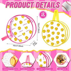 SilTriangle 12 Pcs Softball Clear Makeup Bag with 7.09 inches, Two Color