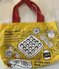 Trader Joes Market Tote Bag Yellow Shopping Waffle Toast Breakfast Reuseable