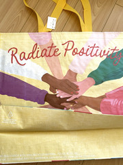 RADIATE POSITIVITY Durable Reusable Tote Grocery Shopping Gift Bag NEW