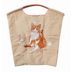 [US Tax Paid] Ball&Chain D.Baby Cat M Embroidered Reusable Shopping Bag Beige