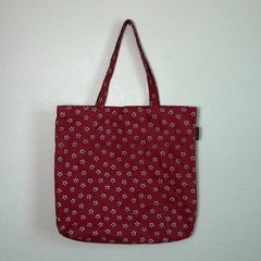 J. CREW Mercantile Printed Reusable Canvas Grocery Tote Bag Red White Stars