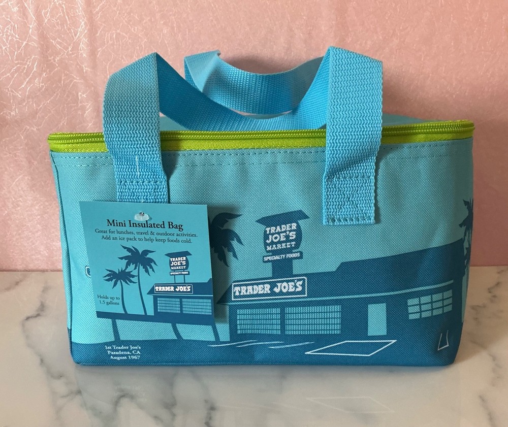 TRADER JOE’S Mini Insulated Cooler Tote Bag LIMITED EDITION Light Blue NEW