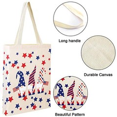 2 Pieces 4th of July Tote Bags Patriotic American Flag Reusable Canvas Tote