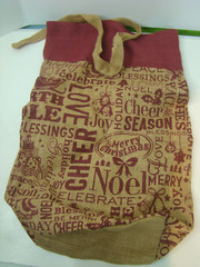 Burlap Christmas Love Noel Cheer 21″ x 14″ Tote Bag Tie Holiday