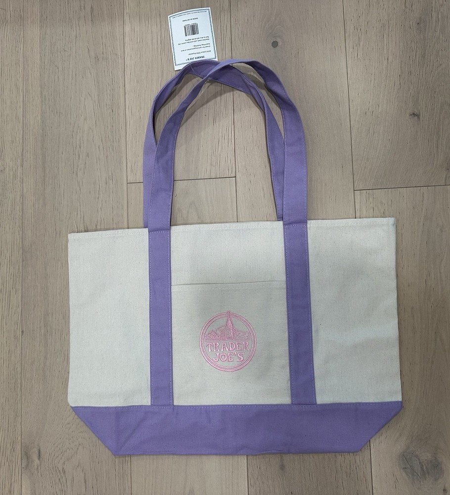 Trader Joe’s NEW 💜 Lavender AUTHENTIC X-LARGE CANVAS REUSABLE GROCERY TOTE BAG