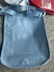 Lululemon Lot Of 4 Reusable Bag Yoga Logo Size Small 2 White 1 Red 1 Light Blue