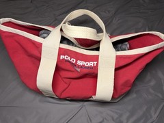 Vintage 90s Polo Sport Ralph Lauren Canvas Tote Beach Weekend Bag with USA Flag