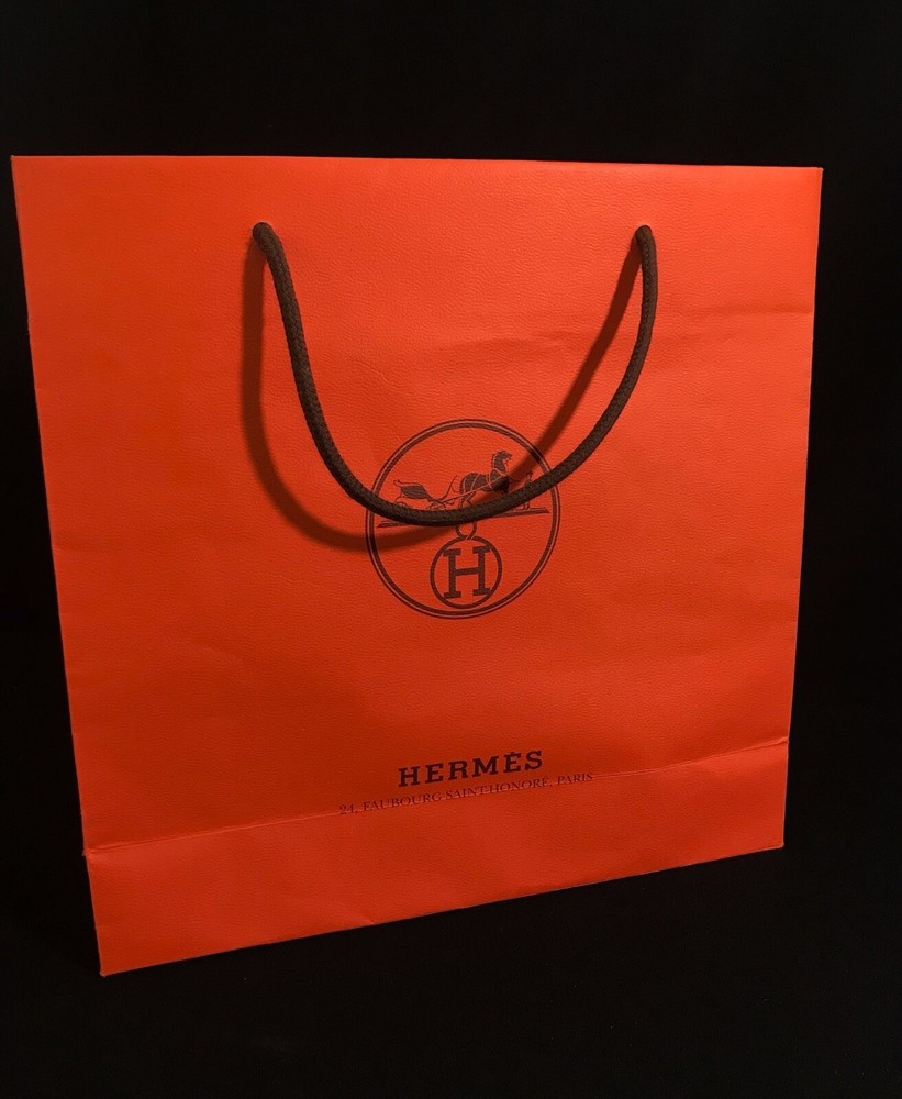 Hermes Paper Reusable Shopping Bag Rope Handle Orange 11.5″ x 11.8″ x 4″