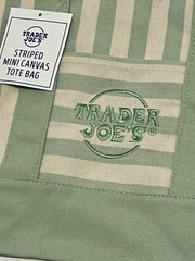 New Trader Joe’s Mini Seafoam Green pastel 2026 Striped Canvas Tote Bag GETFAST