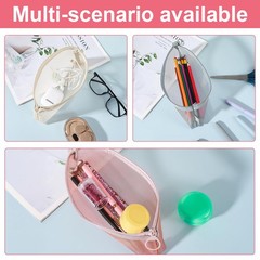Sorcristy 4PCS Small Clear Makeup Bags, Triangle Mesh Brush Bag, Green