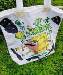 Nickelodeon SpongeBob ‘Me Hangry’ Foldable Canvas Tote Bag White