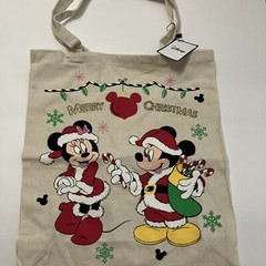 PRIMARK London Santa Mickey Minnie Mouse Tote Bag Christmas Cloth Disney New