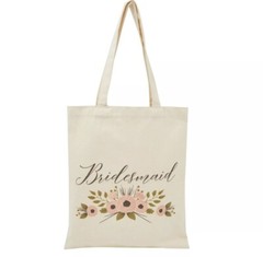 Bridal Party Bridesmaid Gift Set – 1 Canvas Tote Bag and 1 Drawstring Pouch