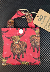 Eco Chic Lightweight Foldable Reusable Shopping Bag Highland Cow Red