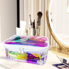 TotePrint TPU Holographic Clear Makeup Bags 7.87×5.51×3.15inches, Blue