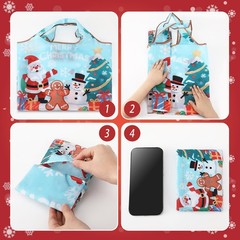 SilTriangle 6 Pcs Extra Large Christmas Reusable Grocery Bags Jumbo Santa Tot…