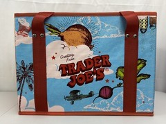 Trader Joe’s 6 Gallon Stand-Up Collapsible Grocery Tote Bag Moon Hibiscus Plane
