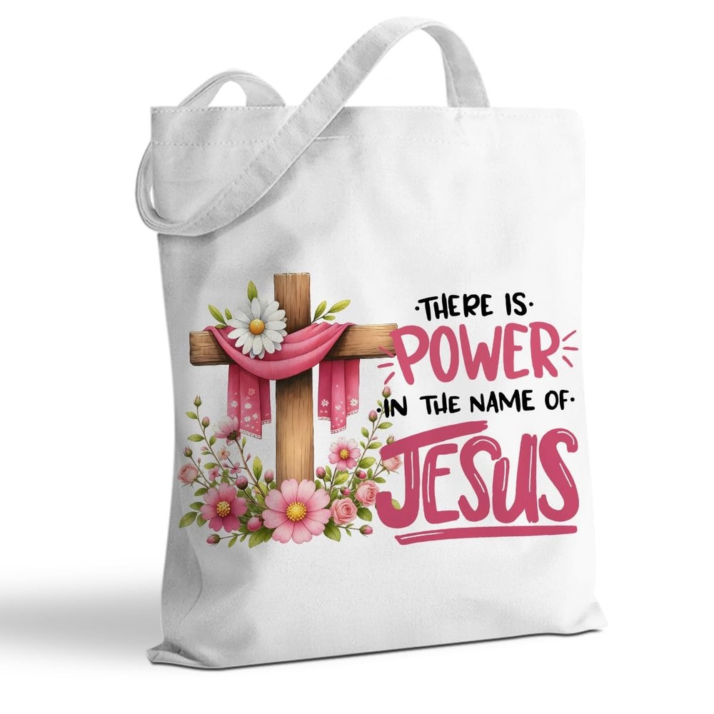 Christian Gifts Tote Bags, Cross Flower Handbag Inspirational Reusable Shoppi…
