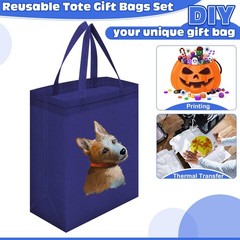 50 PCS Reusable Tote Bag Bulk 8x4x10 Inch Non Woven Shopping Gift Navy Blue