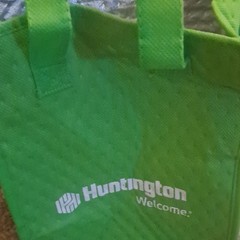Huntington Welcome Green Reusable Tote Shopping Bag 14x13x8 in