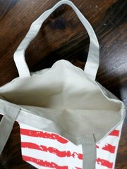 Cotton Canvas Tote Bag w/America flag Print – 20″L x 14″W – NEW
