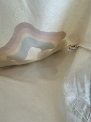 Rainbow Canvas Tote Bag Clouds Poof Balls Reusable Shopping Bag Satchel