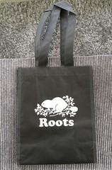 Roots Athletic Canada Black Reusable Shopping Bag Beaver Logo Pre-owned