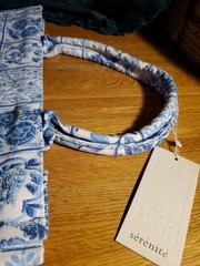 Serenite Spring Blue Floral Cotton Canvas Reusable Shopping Tote Bag
