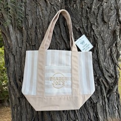 Trader Joe’s Striped Mini Canvas Tote Bag Tan Beige Brown Summer 2026 Limited