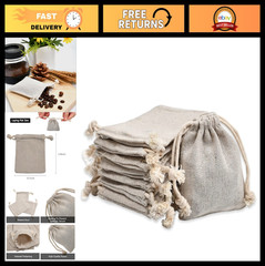 50pcs Double Canvas Drawstring Cotton Pouch Bags – Reusable Muslin Gift Sachets