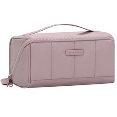 NISHEL Travel Makeup Bag for Women, Fluffy & Lightweight Medium, Peach-Pink