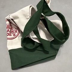 Trader Joe’s – Large Canvas Tote Bag – Beige & Green – Foldable Shopping