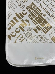 Lululemon 20th Anniv. Reusable Tote Shopping Bag White Gold Snap Closure 16×14
