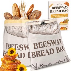 UGODAR Natural Beeswax Bread Bags XL Large, 2 Pack