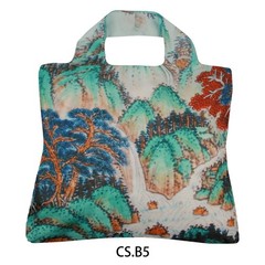 Reusable Grocery Bags, Set of 5, Multicolored Ink Landscape Design, CS Series…