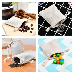 100pcs Double Canvas Drawstring Cotton Bags – Reusable Tea Bag & Gift Sachet …