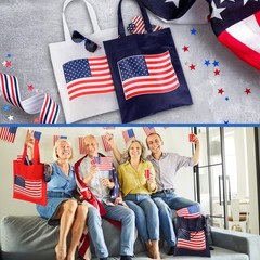 36 Pcs Patriotic Tote Bag Reusable American Flag Gift Bags for 4th of July In…