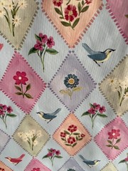 MARSHALLS REUSABLE LARGE TOTE SHOPPING BAG 20″ X 18″ BIRDS FLOWERS PINK BLUE NEW