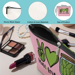 jeilink 4 Pack Pickles Makeup Bag Pickle 9.8×7 Inches, Peace Love 0900