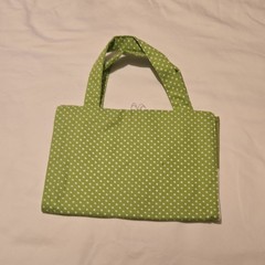Fabric Foldable Green Polka Dot Reusable Bible cover.