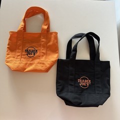 Trader Joe’s Halloween Mini Canvas Tote Bundle Black Orange 2 Cotton