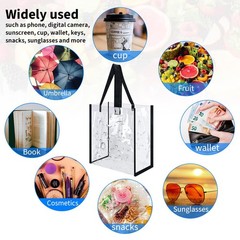 6 Pack 12 X 12 X 6 Inch Clear Tote Bags Pvc Plastic Tote Bag With Handles Bulk S