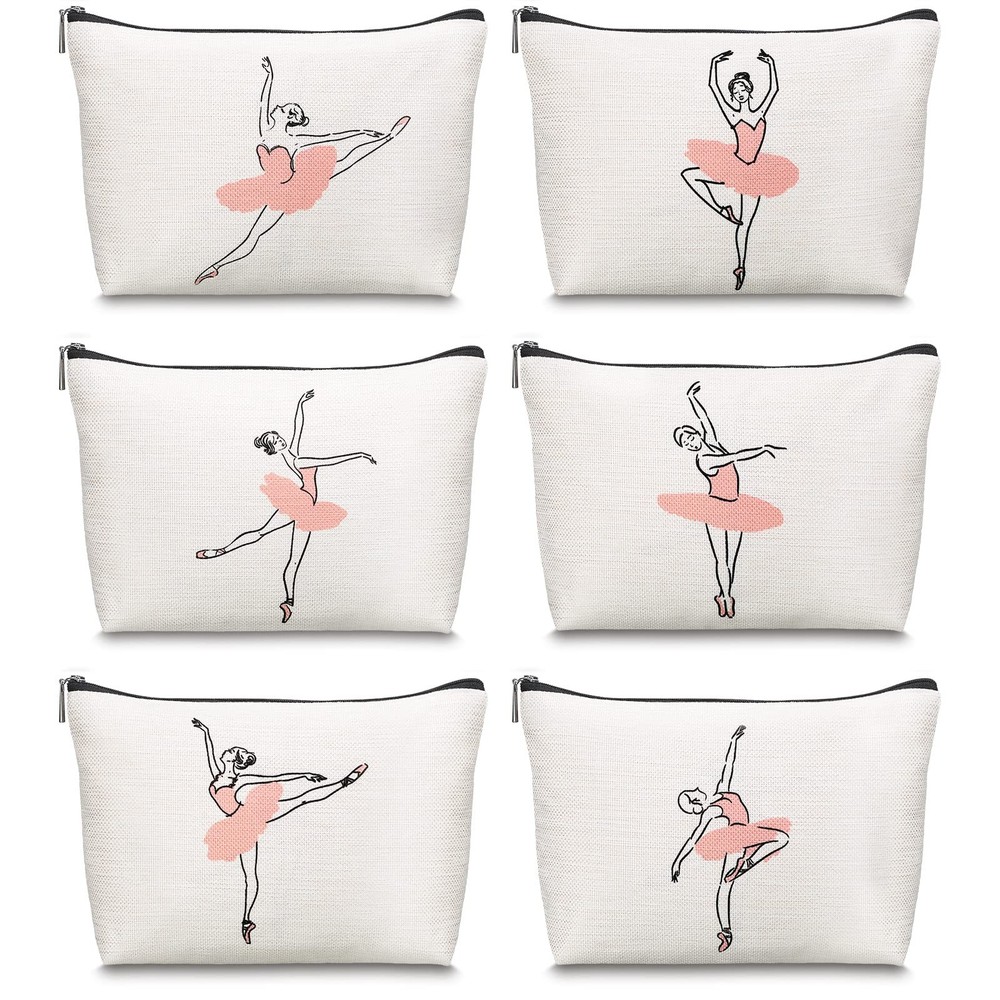 Gerrii 6 Pcs Dance Makeup Bag Gift Dancer Cosmetic mainly pink, white, black