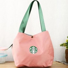 Starbucks Reusable Lunch Tote Bag Waterproof Nylon for Travel Pink