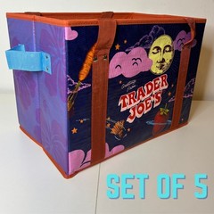 LOT 5x — Trader Joe’s Stand-Up Collapsable Grocery Tote Bag Box Car Storage NWT!